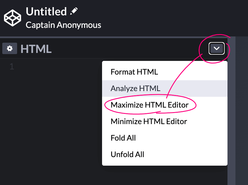 bouton maximiser le bloc HTML